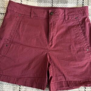 Eddie Bauer Red Cargo Shorts Mid-Length Cotton